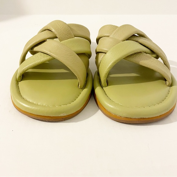 Madewell Leeandra Leather Sandals Slides Size 8 Puffy Cloud Straps Pistachio - Picture 6 of 7